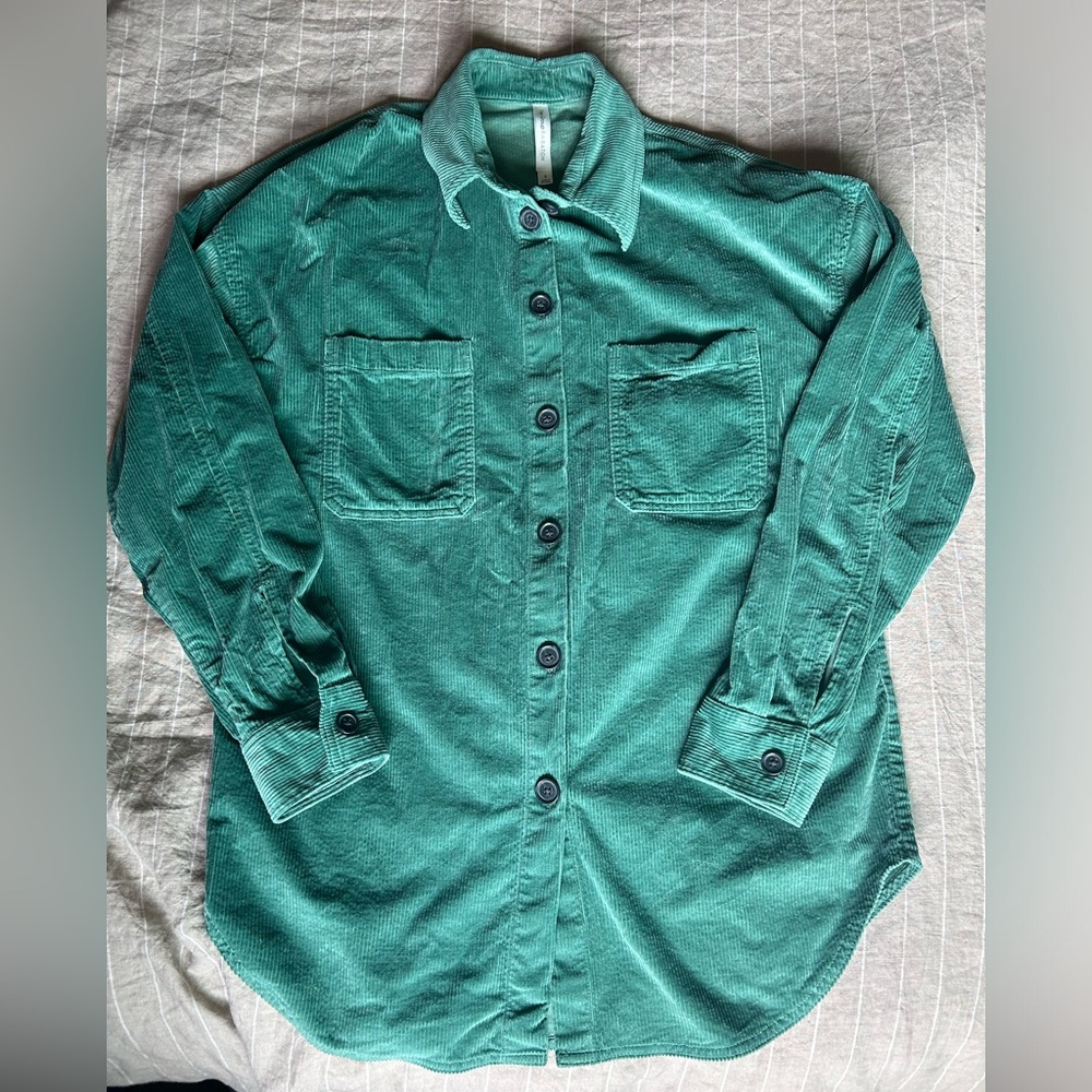 Aritzia Green corduroy button up shirt